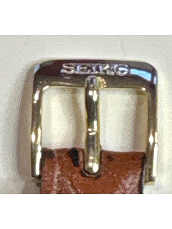 Vintage Women’s Seiko Quartz Watch Dial Date Thrashed Brn leather strap READ main image 5